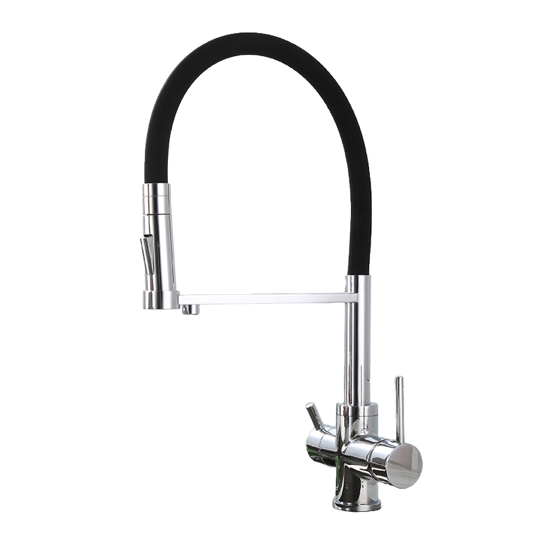 Black 3 Way Mixer Tap With Pull Out Spray-02