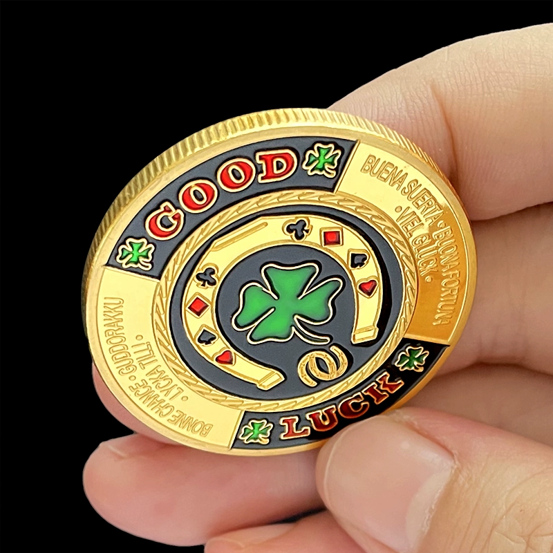 Lucky four leaf clover coin