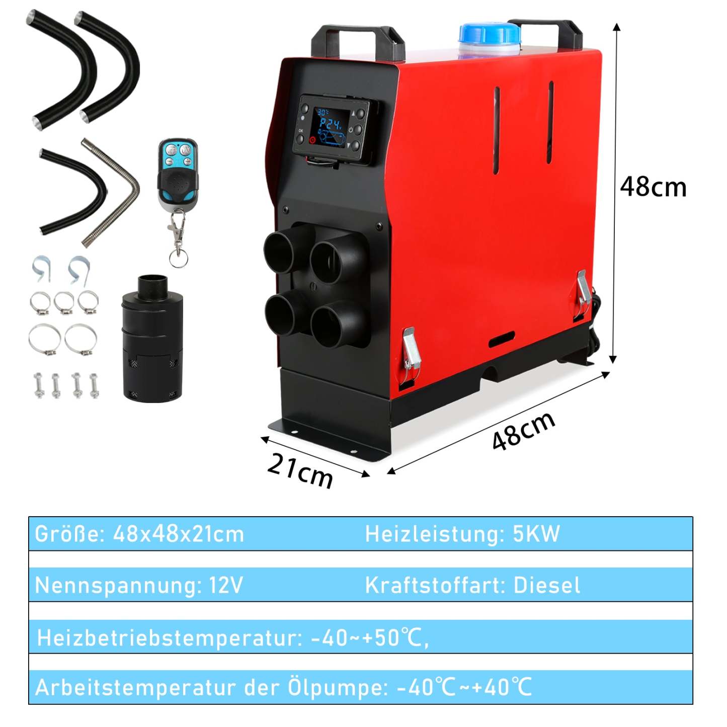 5KW 12V Diesel Auto Heizung Standheizung Luftheizung