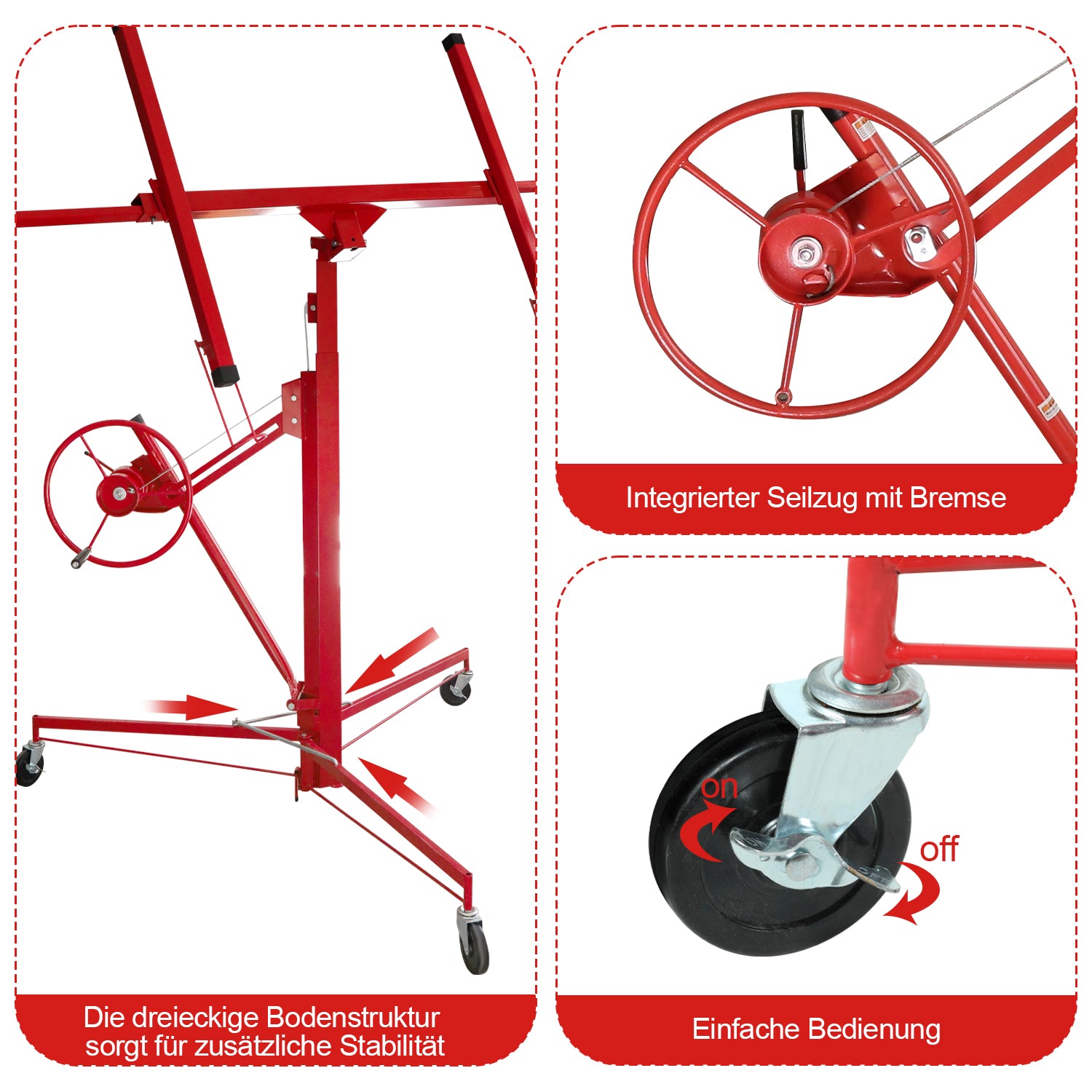 Plattenheber 68 kg Traglast klappbar höhenverstellbar 140 cm -350 cm