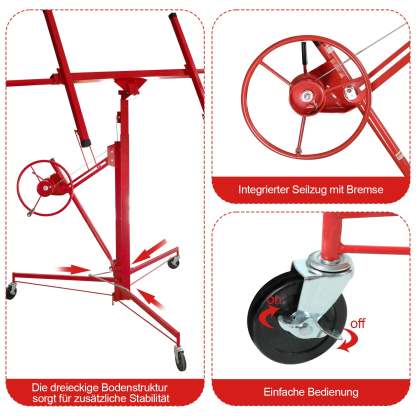 Plattenheber 68 kg Traglast klappbar höhenverstellbar 140 cm -350 cm