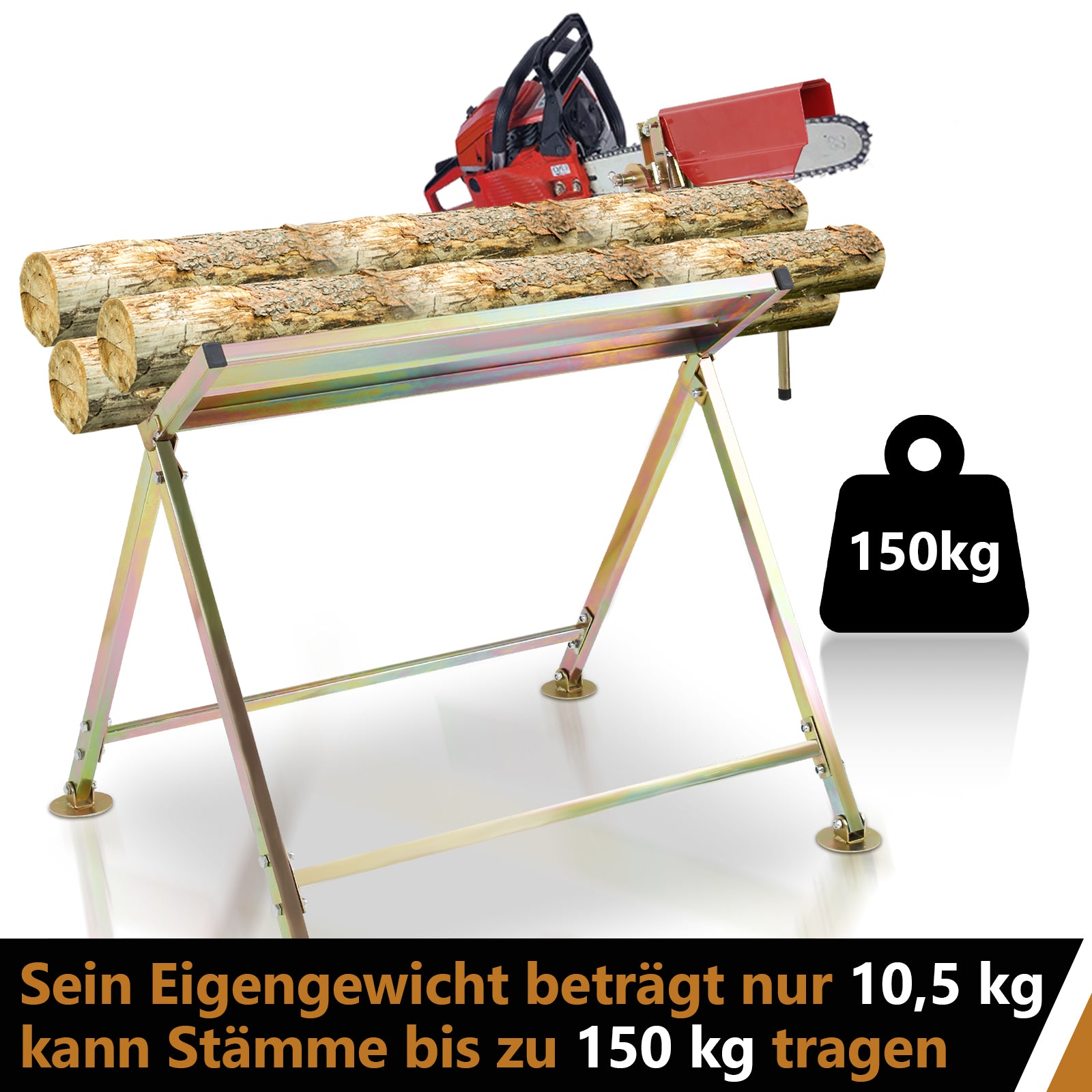 Sägebock mit Kettensägenständer Max. Belastung 150 kg