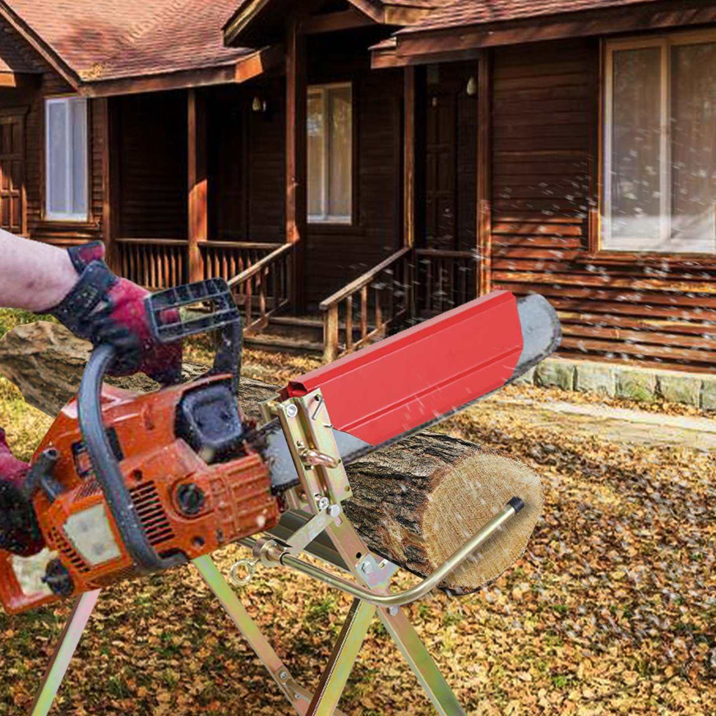 Sägebock mit Kettensägenständer Max. Belastung 150 kg