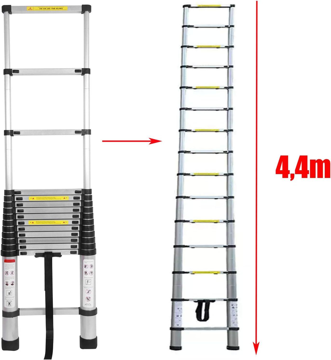 Schiebeleitern Teleskopleiter Klappleiter 4,4m Gerade Leiter
