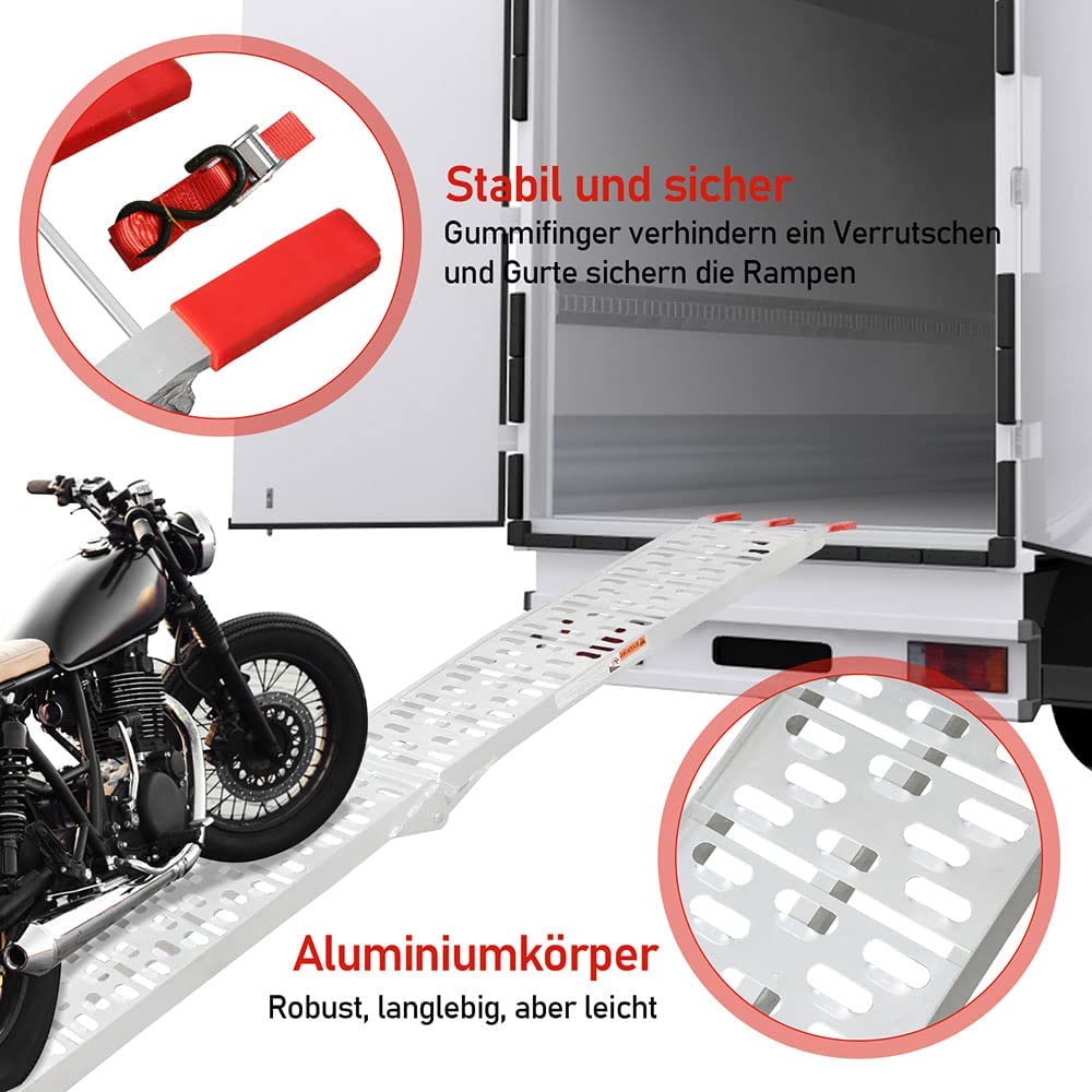 Auffahrrampe Klappbar 340kg Faltbare Alu Motorradrampe