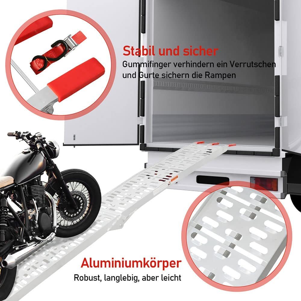 Auffahrrampe Klappbar 340kg Faltbare Alu Motorradrampe