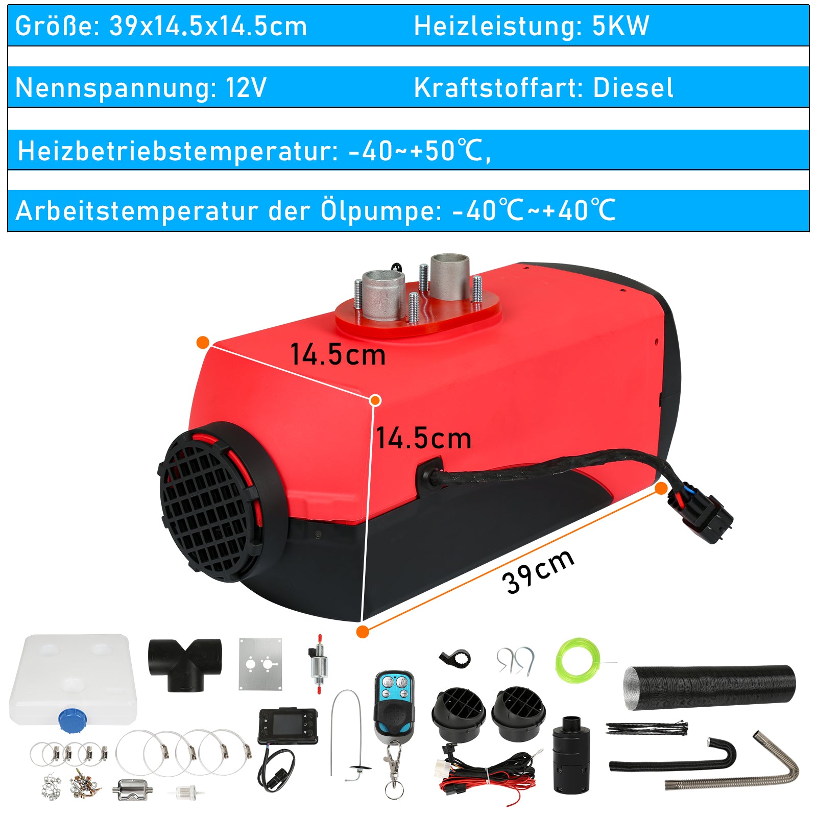 5KW 12V Diesel Standheizung Luftheizung