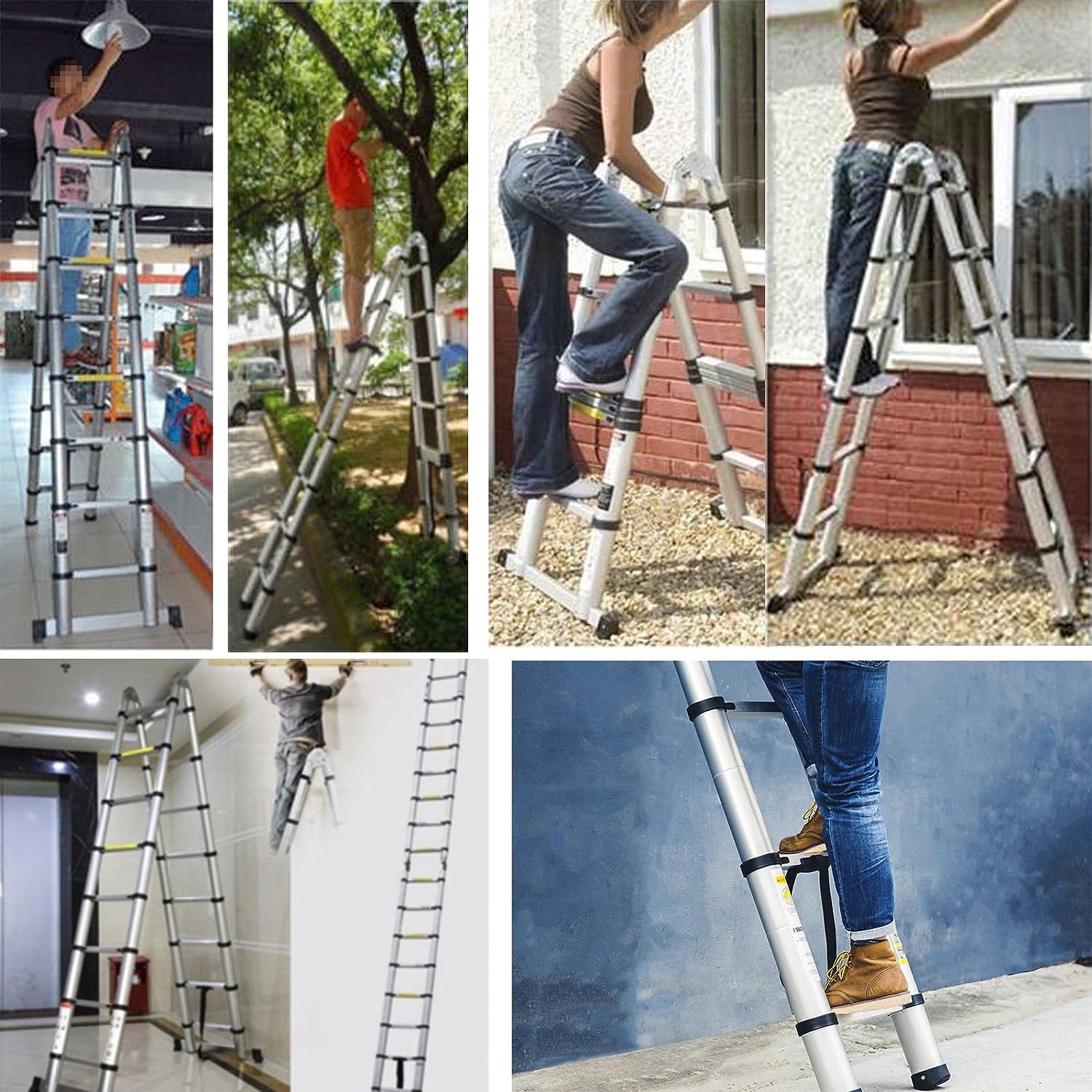 Teleskopleiter Klappleiter 3,8m(1.9m+1.9m)/5m(2.5m+2.5m) 