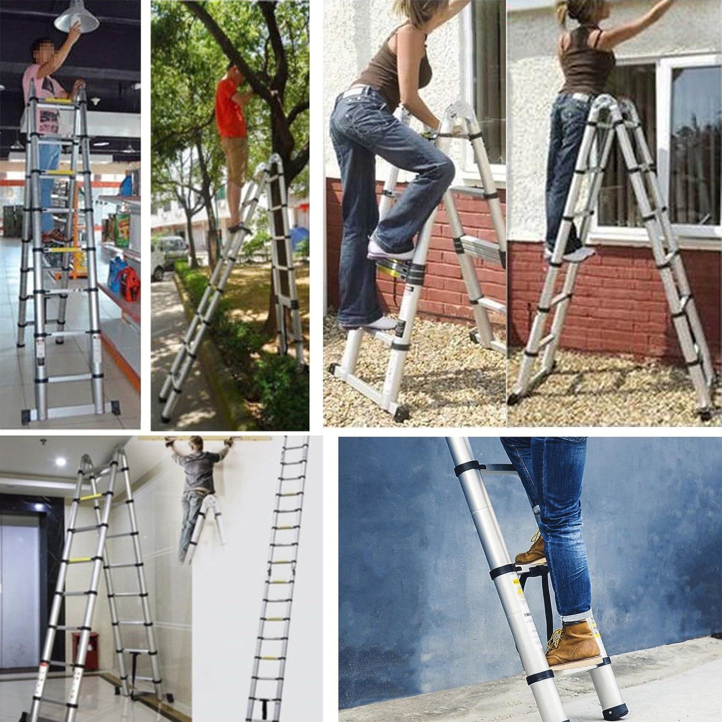 Teleskopleiter Klappleiter 3,8m(1.9m+1.9m)/5m(2.5m+2.5m) 