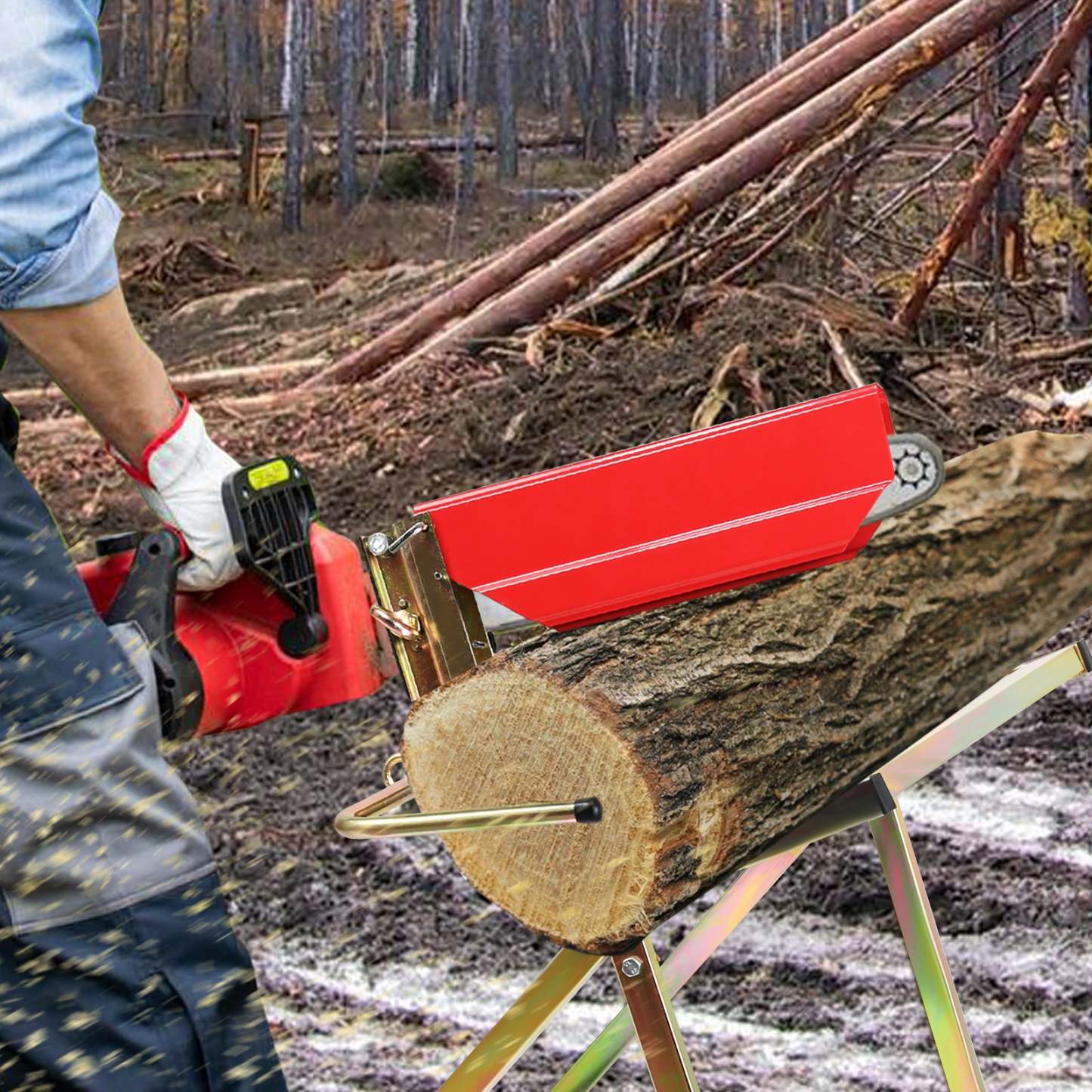 Sägebock mit Kettensägenständer Max. Belastung 150 kg