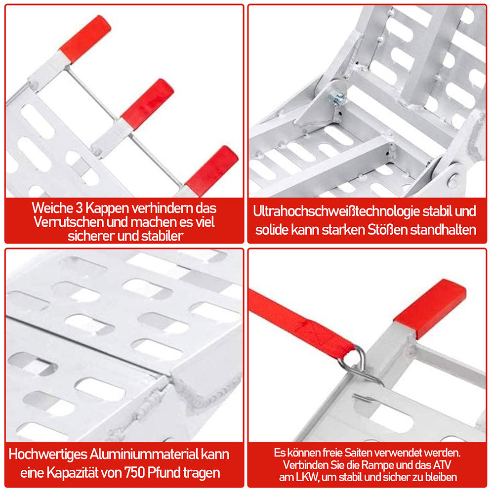 Auffahrrampe Klappbar 340kg Faltbare Alu Motorradrampe