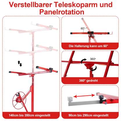 Plattenheber 68 kg Traglast klappbar höhenverstellbar 140 cm -350 cm