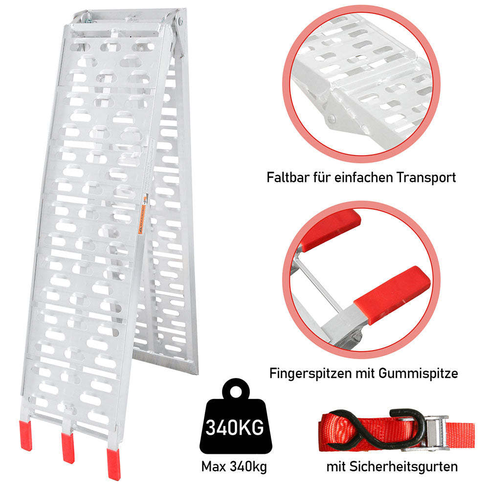 Auffahrrampe Klappbar 340kg Faltbare Alu Motorradrampe