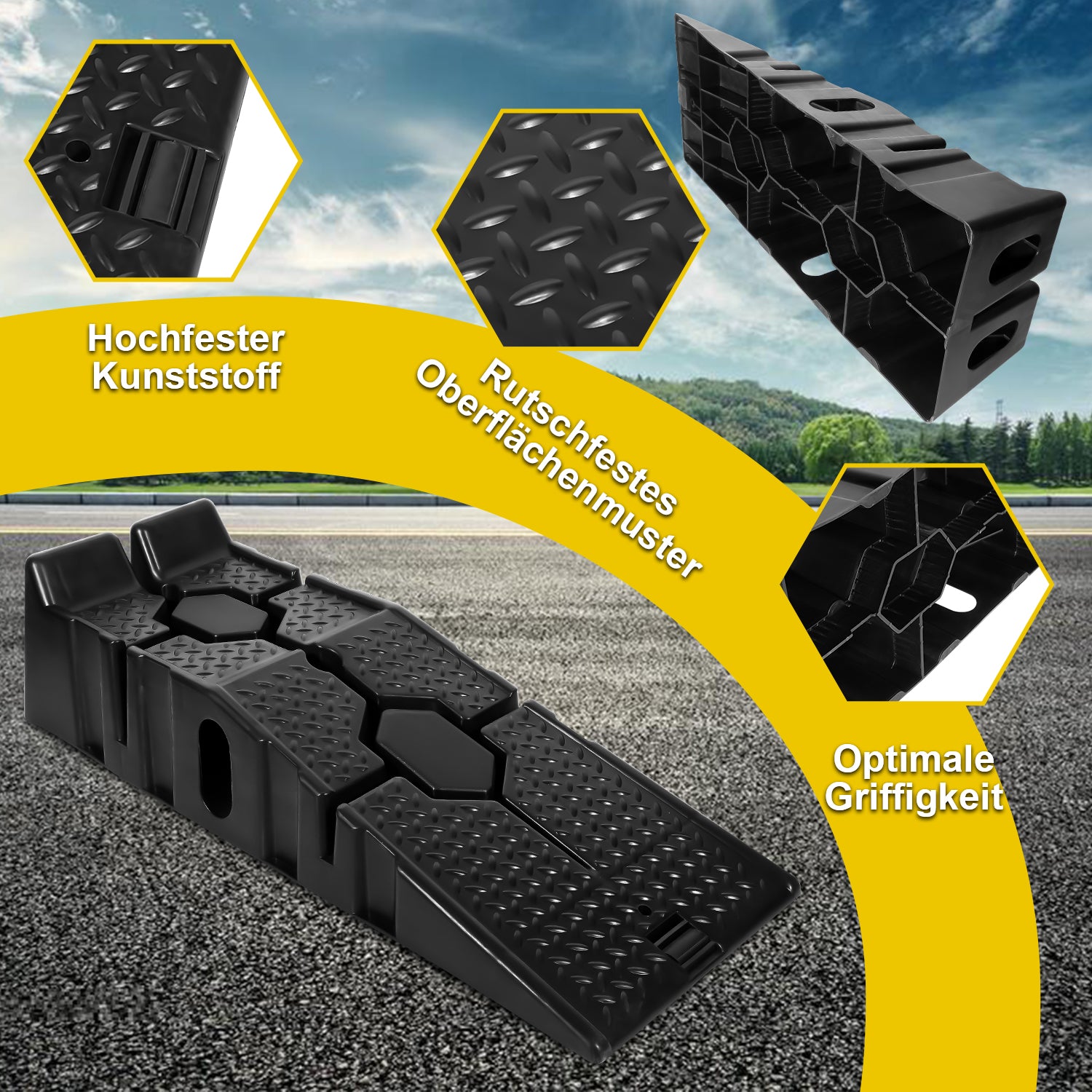 2er-Set Kunststoff Auffahrrampe bis 2.5T