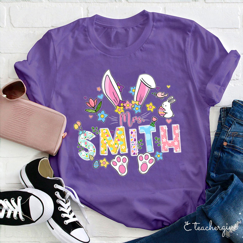 Personalized Easter Bunny Teacher T-Shirt