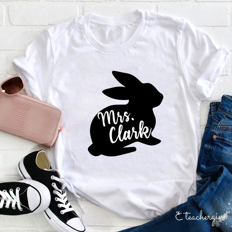 Personalized Black Easter Bunny Teacher-Shirt