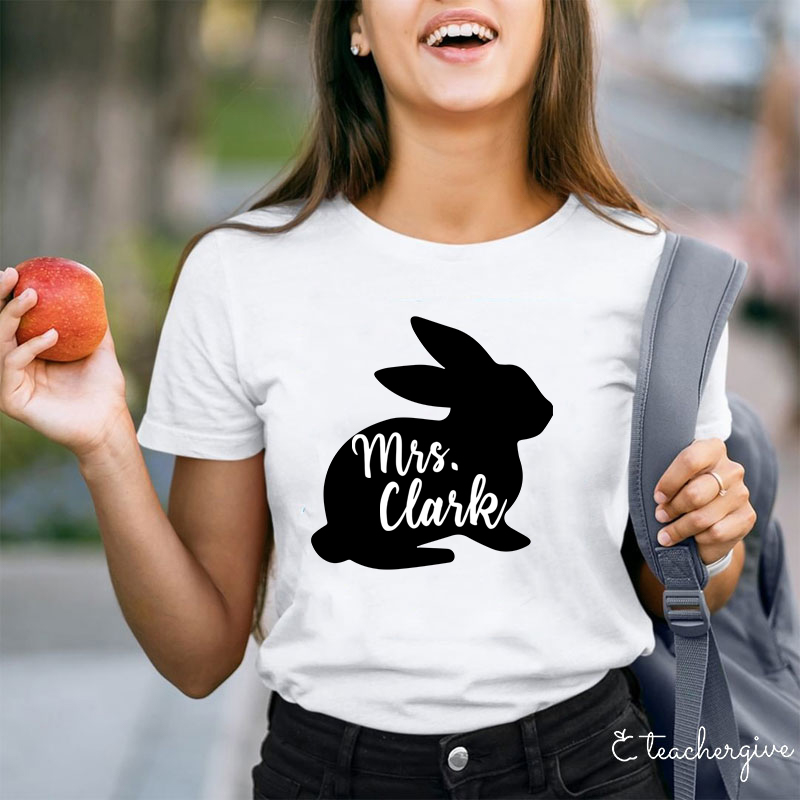 Personalized Black Easter Bunny Teacher-Shirt