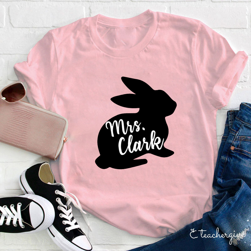 Personalized Black Easter Bunny Teacher-Shirt