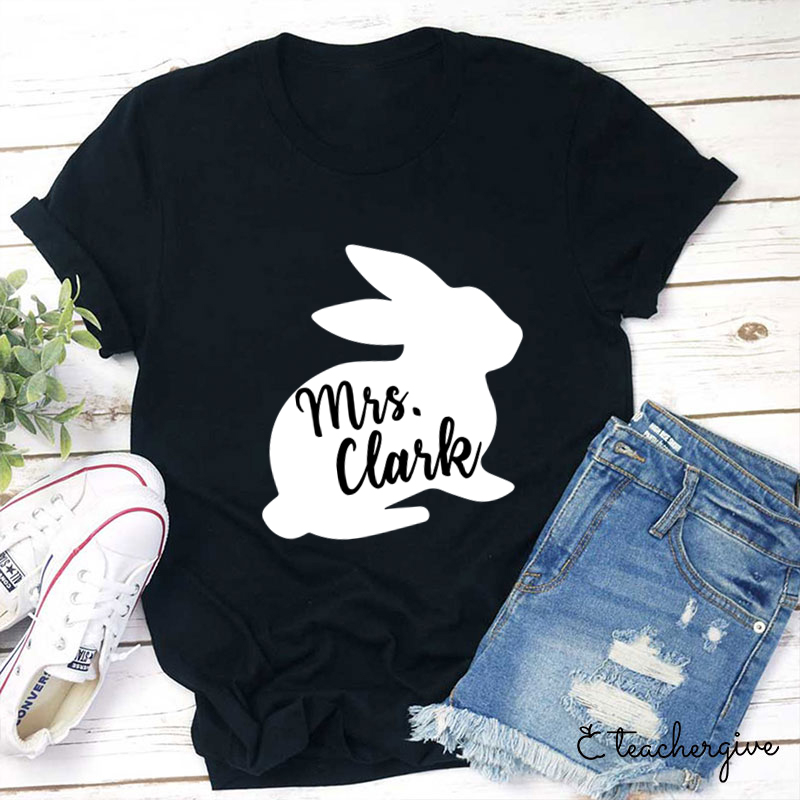 Personalized Black Easter Bunny Teacher-Shirt
