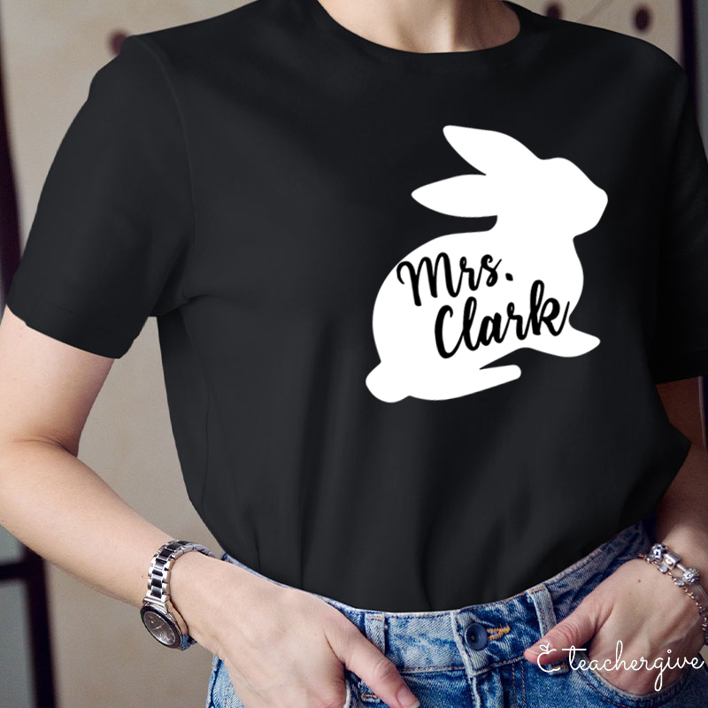 Personalized Black Easter Bunny Teacher-Shirt