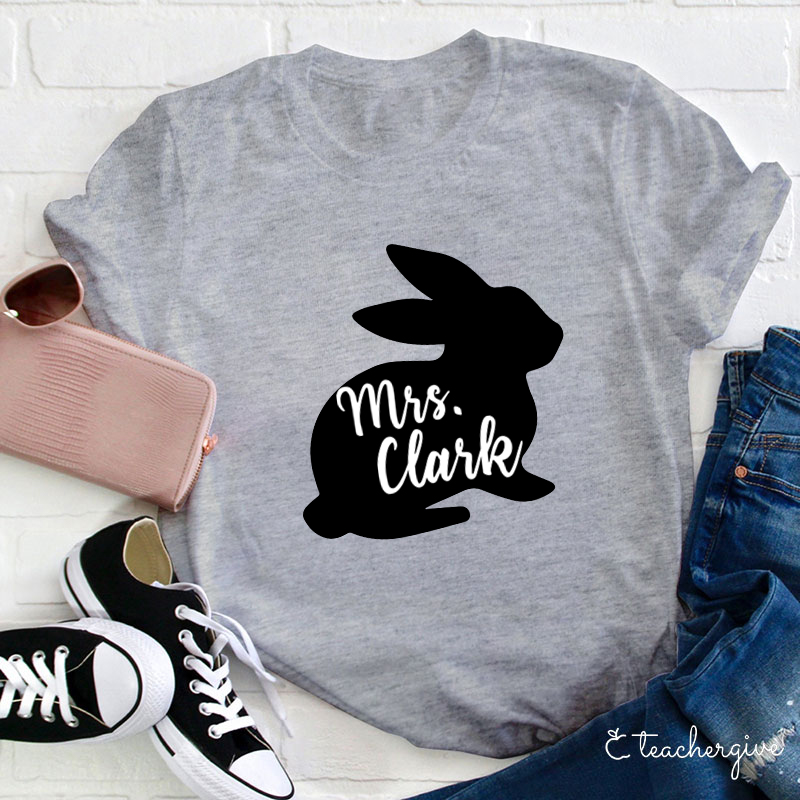 Personalized Black Easter Bunny Teacher-Shirt