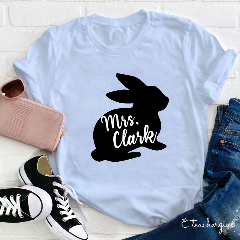 Personalized Black Easter Bunny Teacher-Shirt