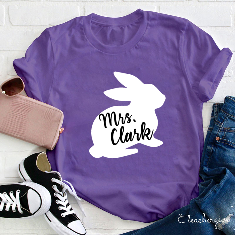 Personalized Black Easter Bunny Teacher-Shirt