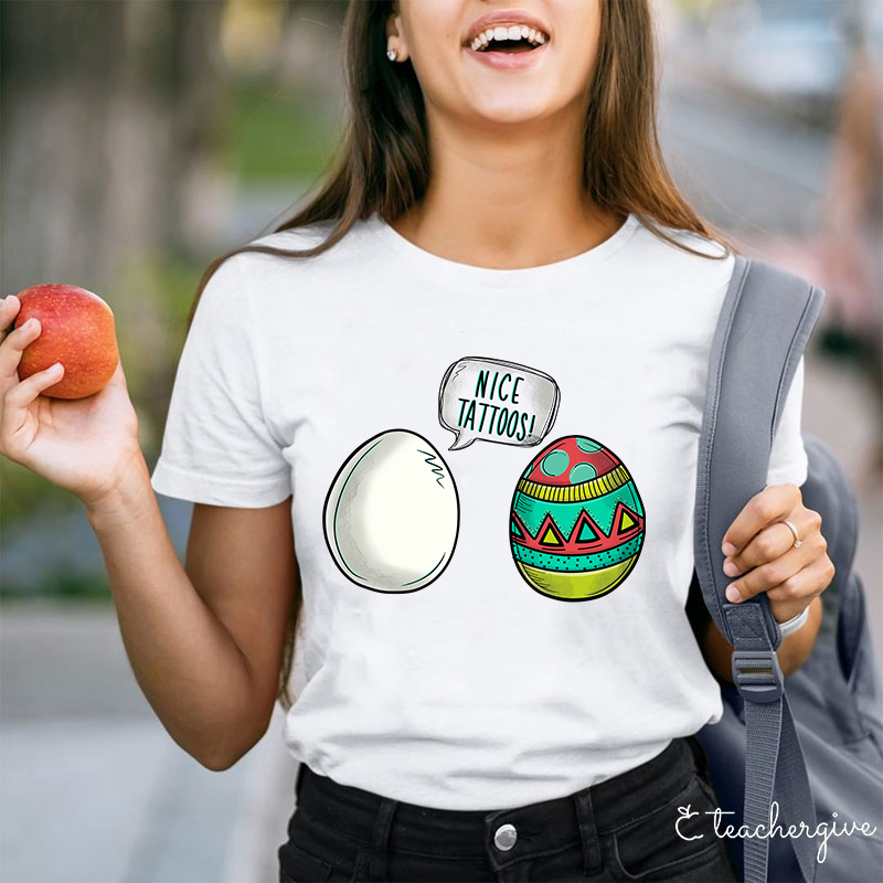 Wow Nice Tattoos Teacher T-Shirt
