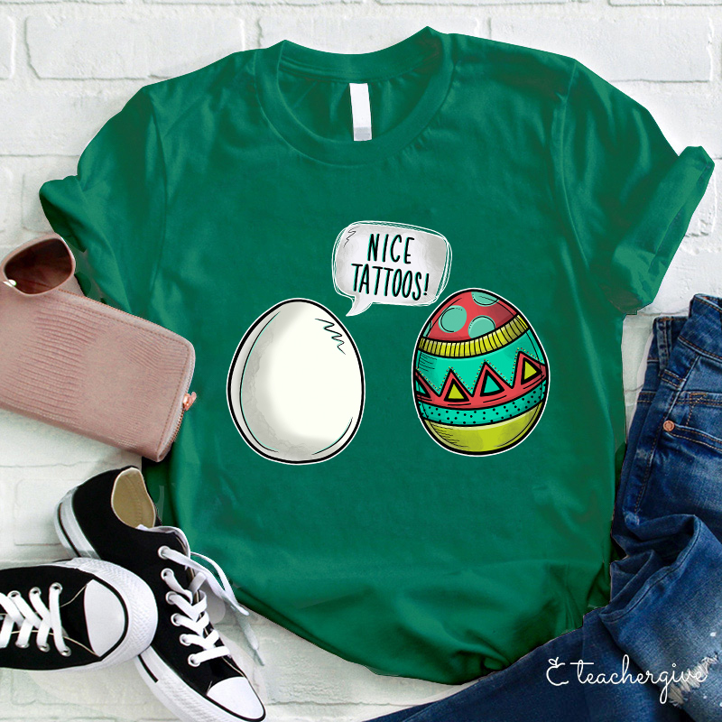 Wow Nice Tattoos Teacher T-Shirt
