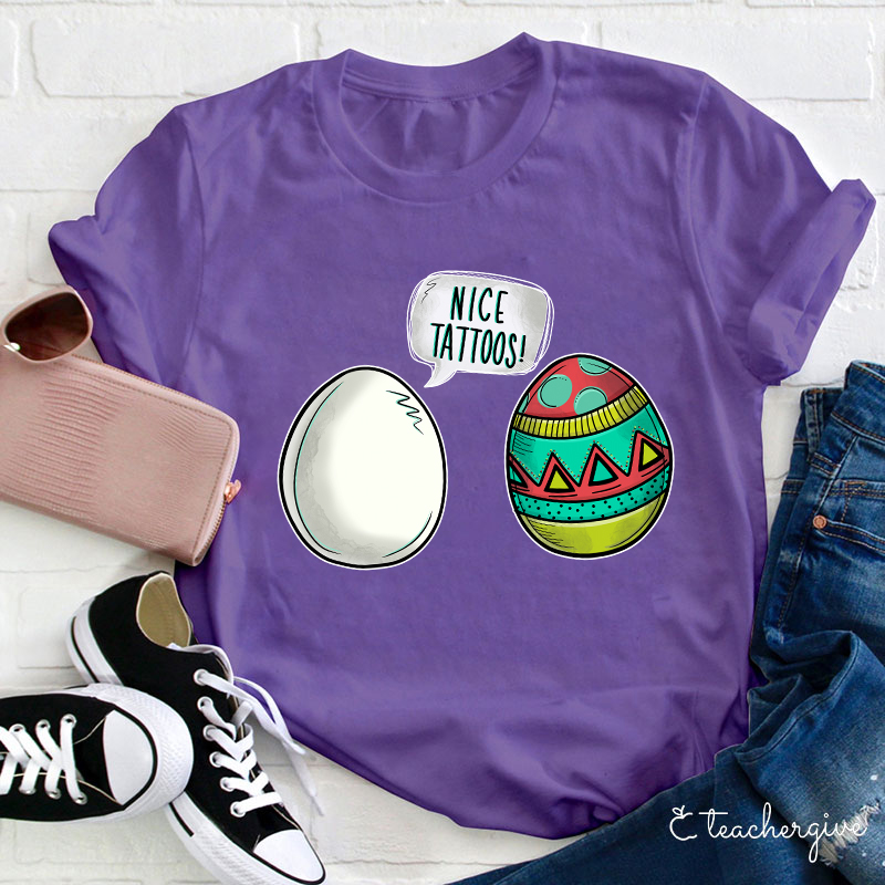 Wow Nice Tattoos Teacher T-Shirt