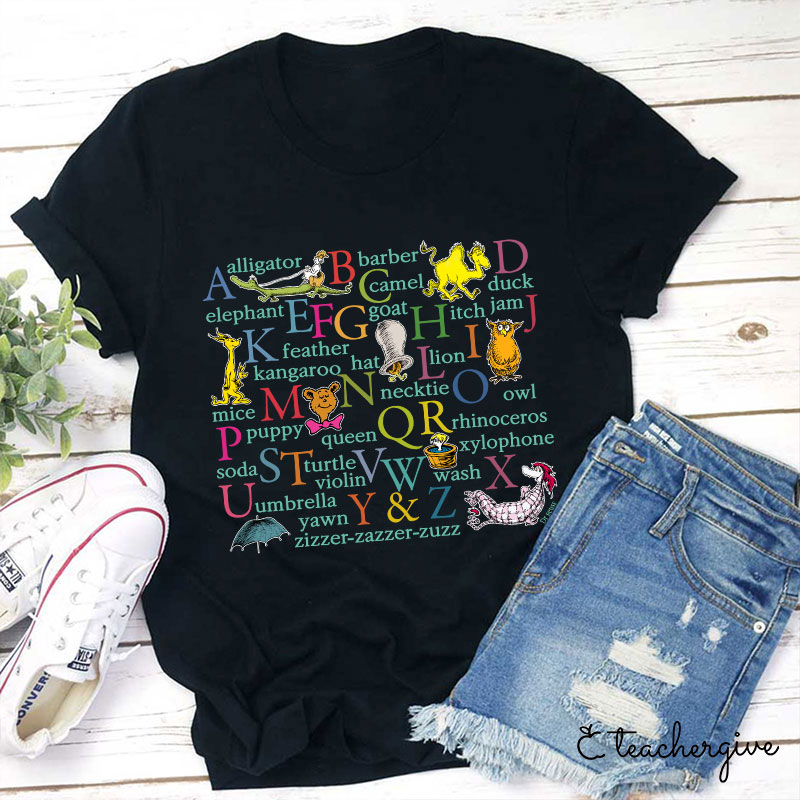 Dr. Seuss Animal Alphabet Teacher T-Shirt