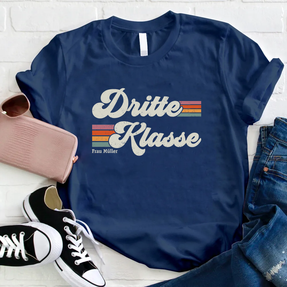 Personalisiertes 3. Klasse Retro T-Shirt