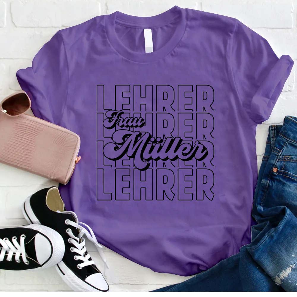 Personalisiertes Name Und  Position Lehrer T-Shirt