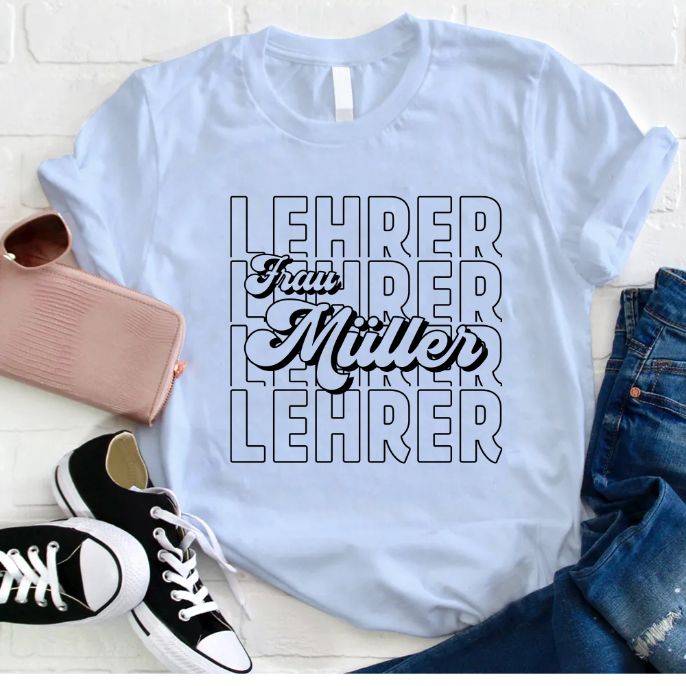 Personalisiertes Name Und  Position Lehrer T-Shirt