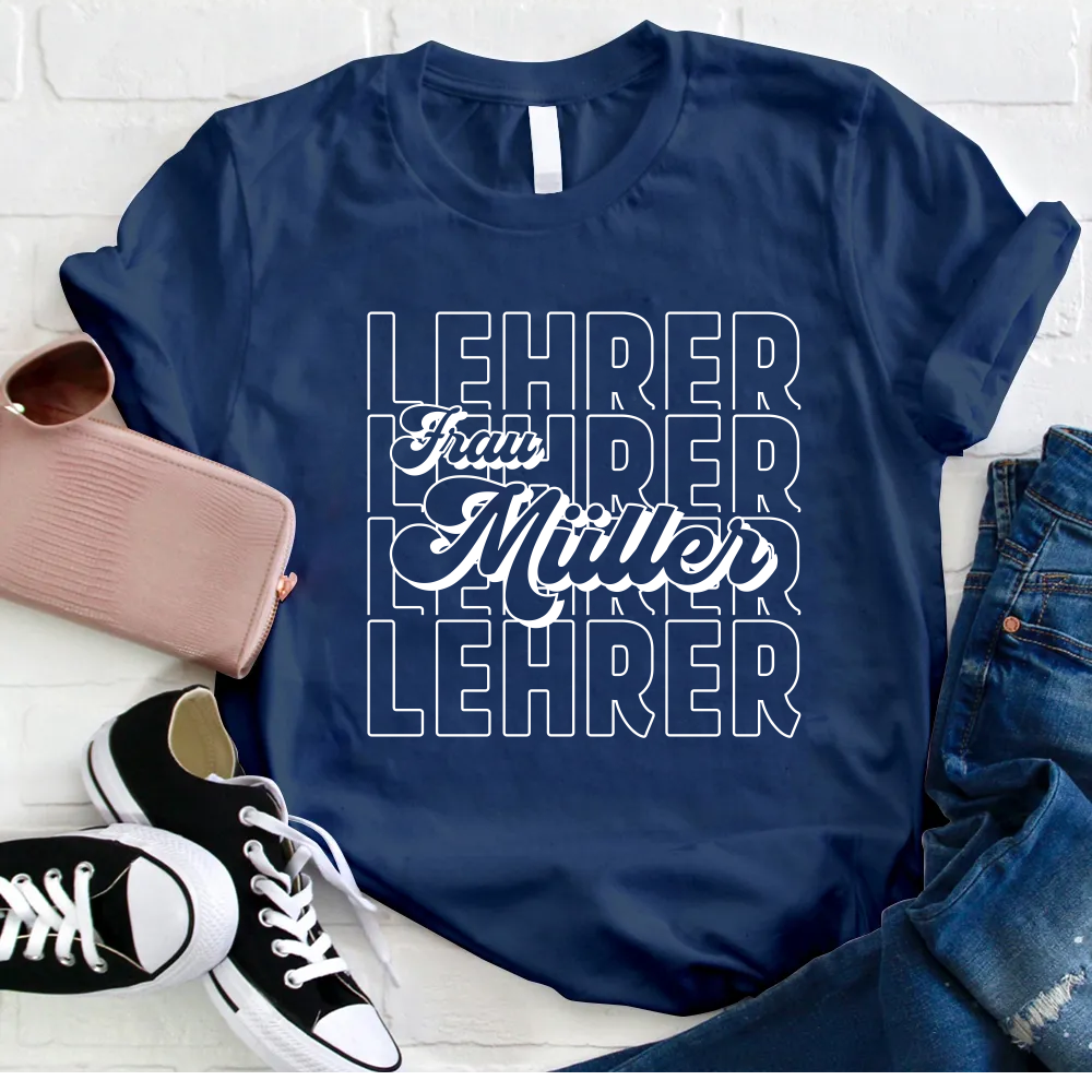 Personalisiertes Name Und  Position Lehrer T-Shirt