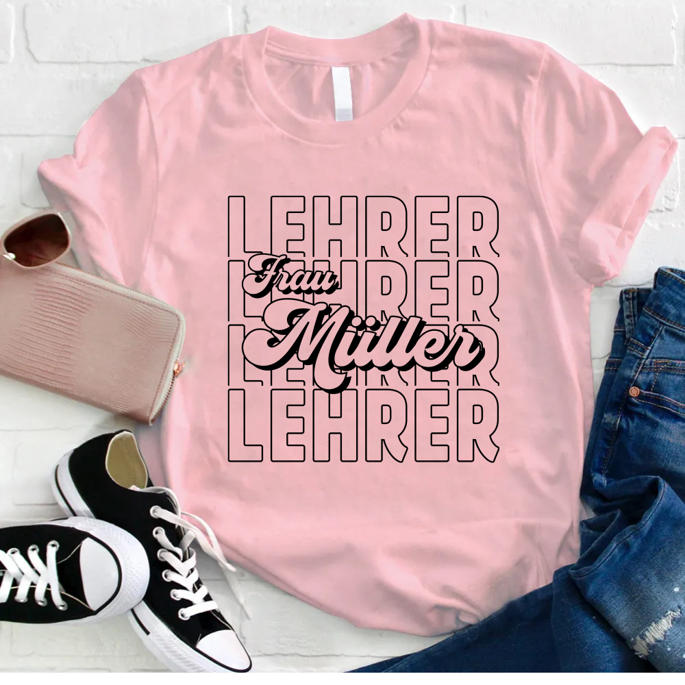 Personalisiertes Name Und  Position Lehrer T-Shirt