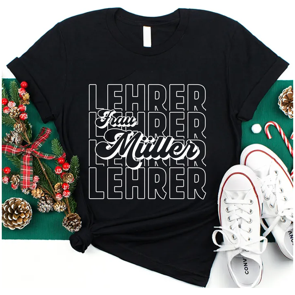 Personalisiertes Name Und  Position Lehrer T-Shirt