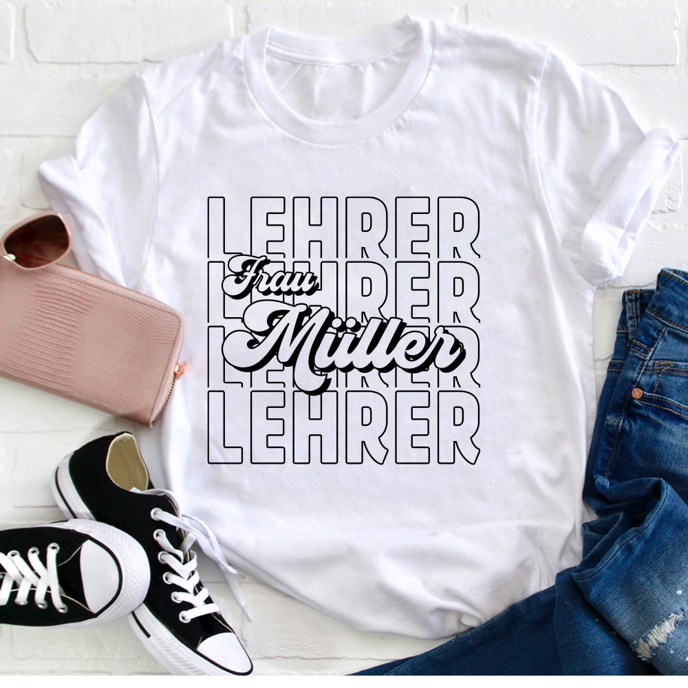 Personalisiertes Name Und  Position Lehrer T-Shirt