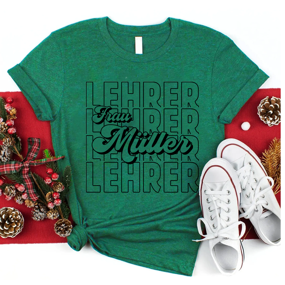 Personalisiertes Name Und  Position Lehrer T-Shirt