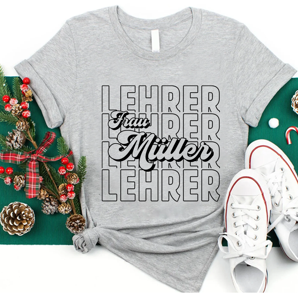 Personalisiertes Name Und  Position Lehrer T-Shirt