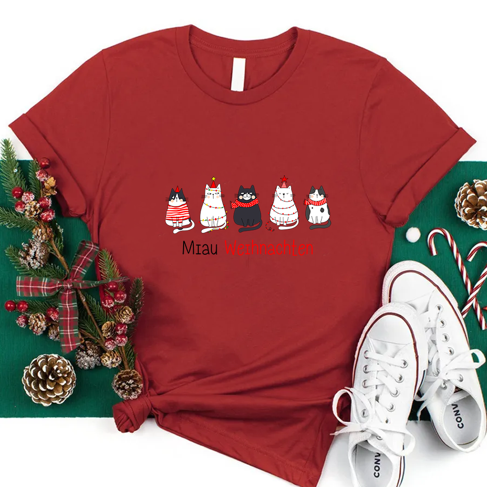Miau Weihnachten Lehrer T-Shirt