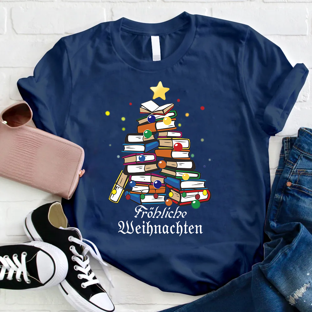 Fröhliche Weihnachten Bücher T-Shirt