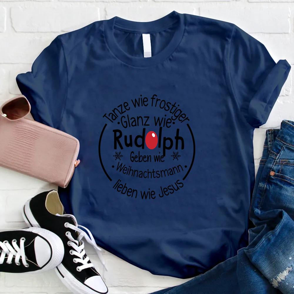 Tanze Wie Frostiger Glanz Wie Rudolph Lehrer T-shirt.