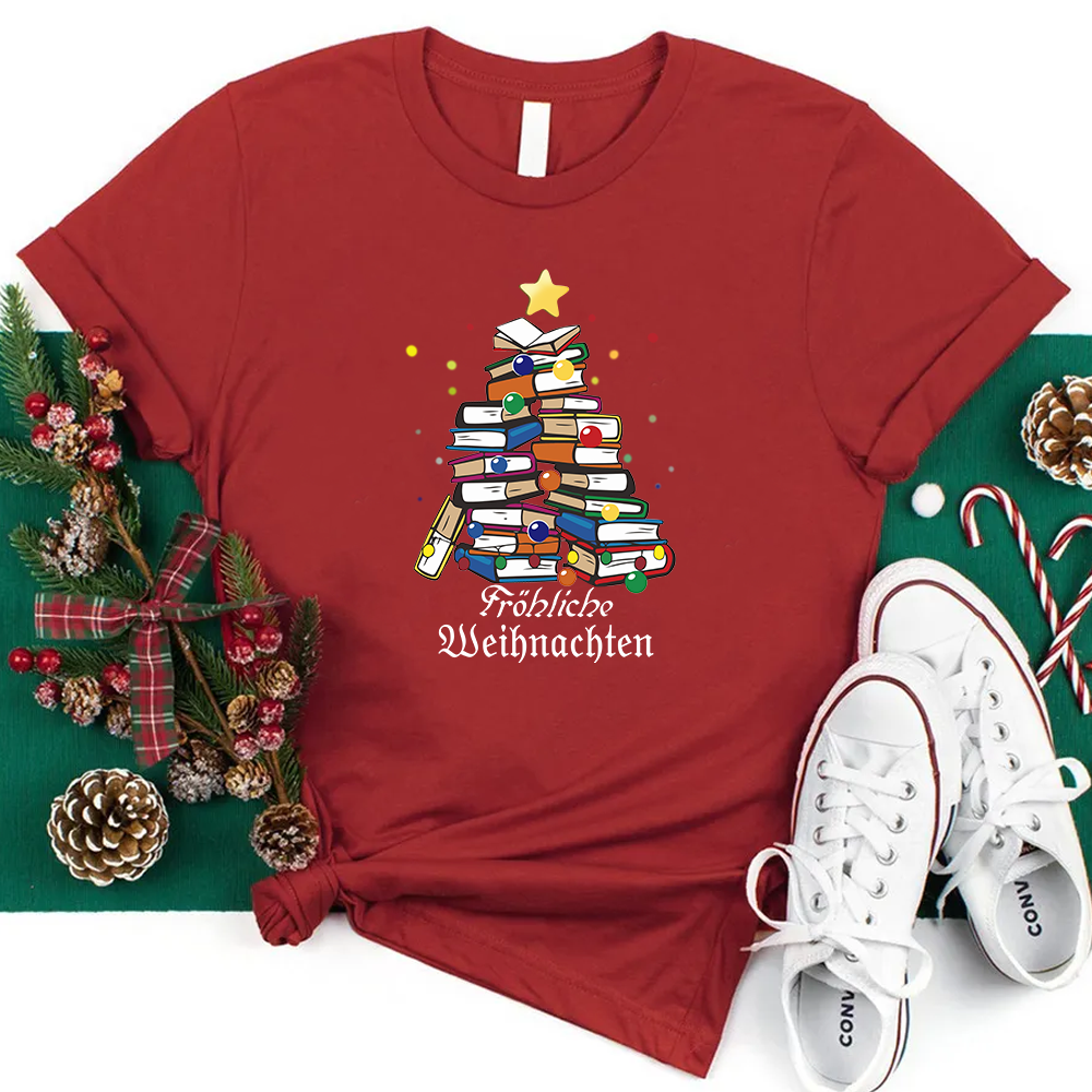 Fröhliche Weihnachten Bücher T-Shirt