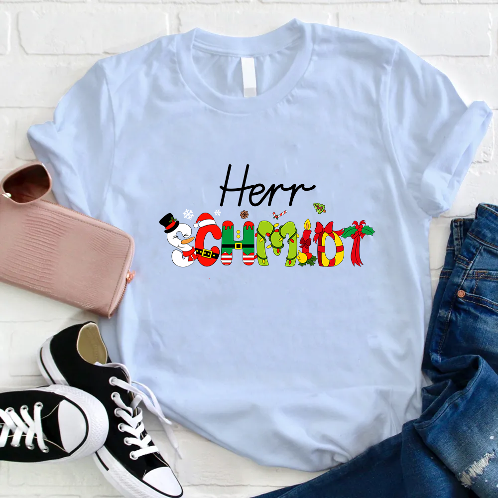 Personalisiertes Weihnachten Lehrer T-Shirt