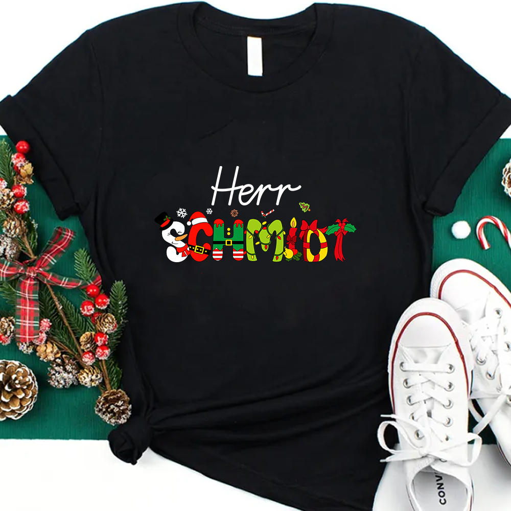 Personalisiertes Weihnachten Lehrer T-Shirt