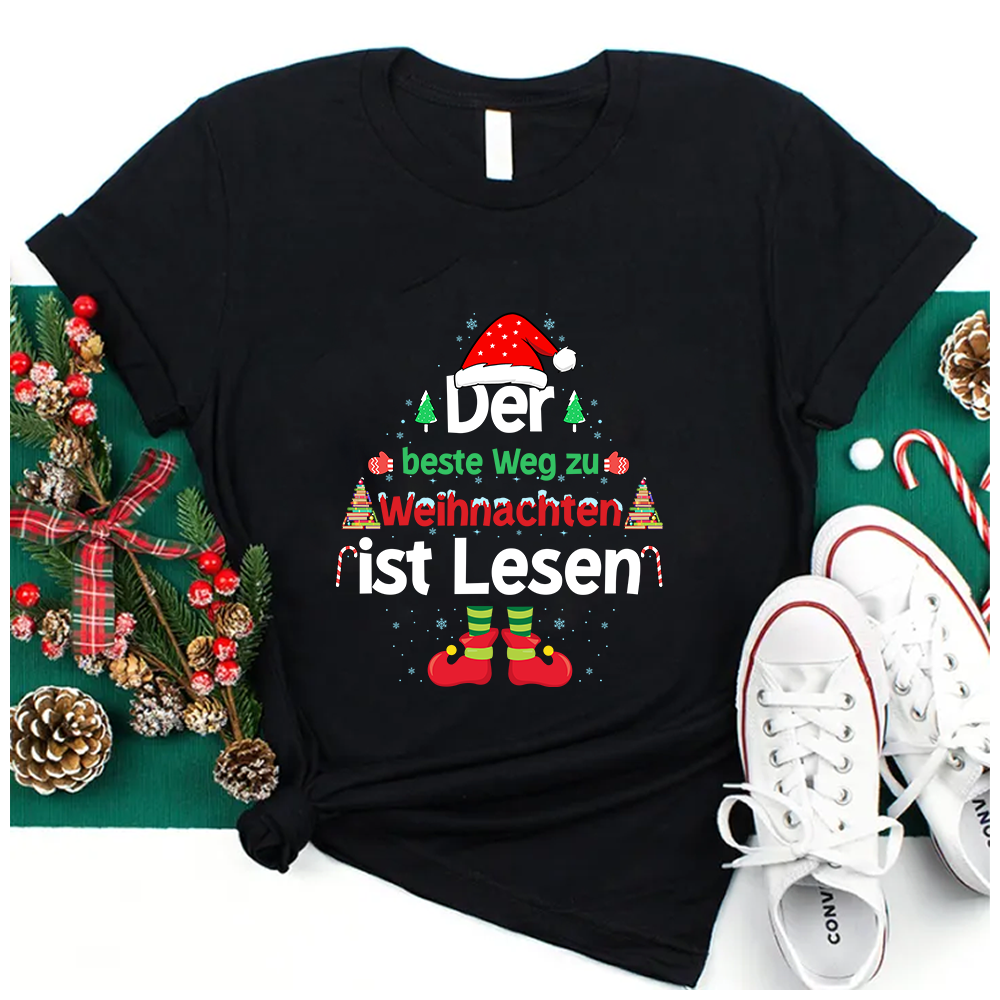 Der Beste Weg Zu Weihnachten Ist Lesen Lehrer T-Shirt