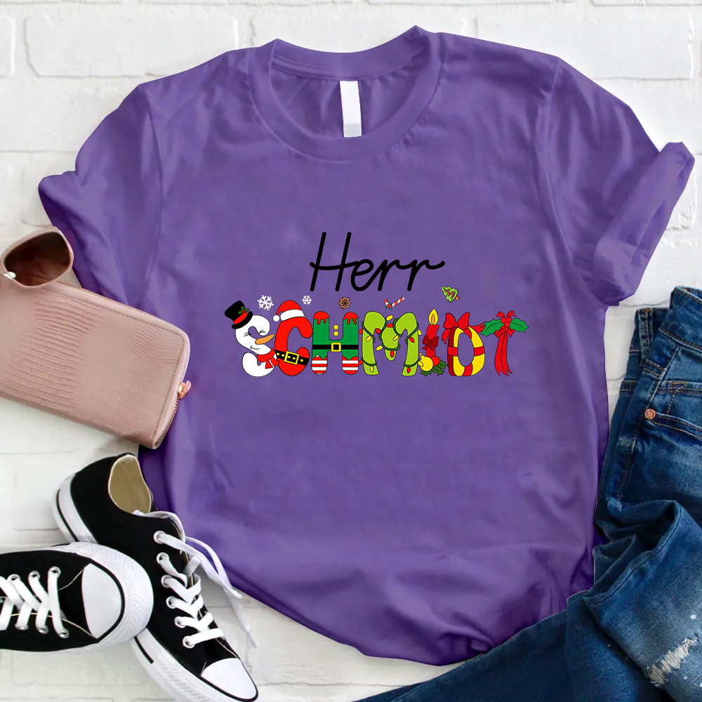 Personalisiertes Weihnachten Lehrer T-Shirt