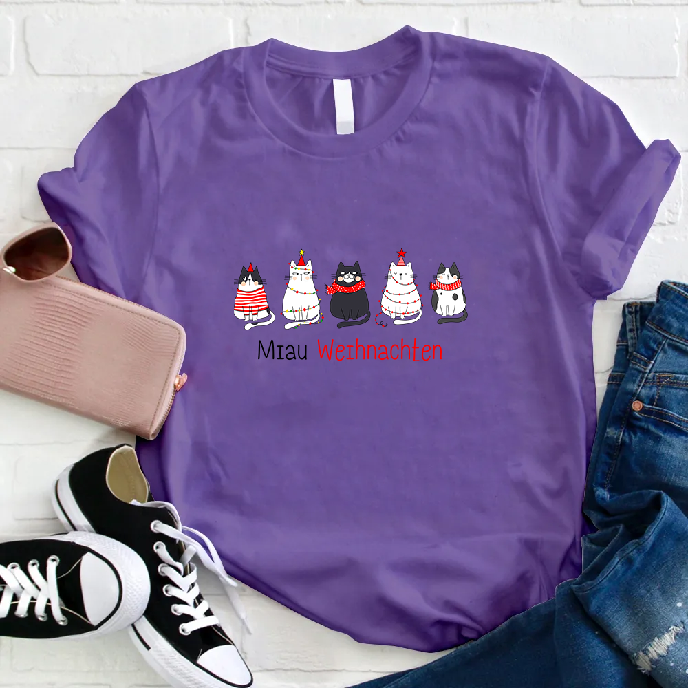 Miau Weihnachten Lehrer T-Shirt