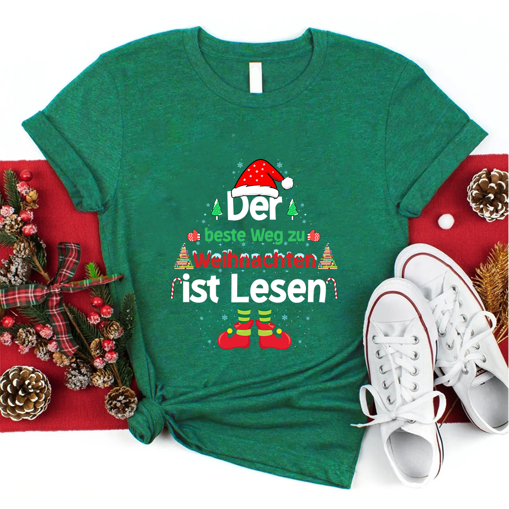 Der Beste Weg Zu Weihnachten Ist Lesen Lehrer T-Shirt